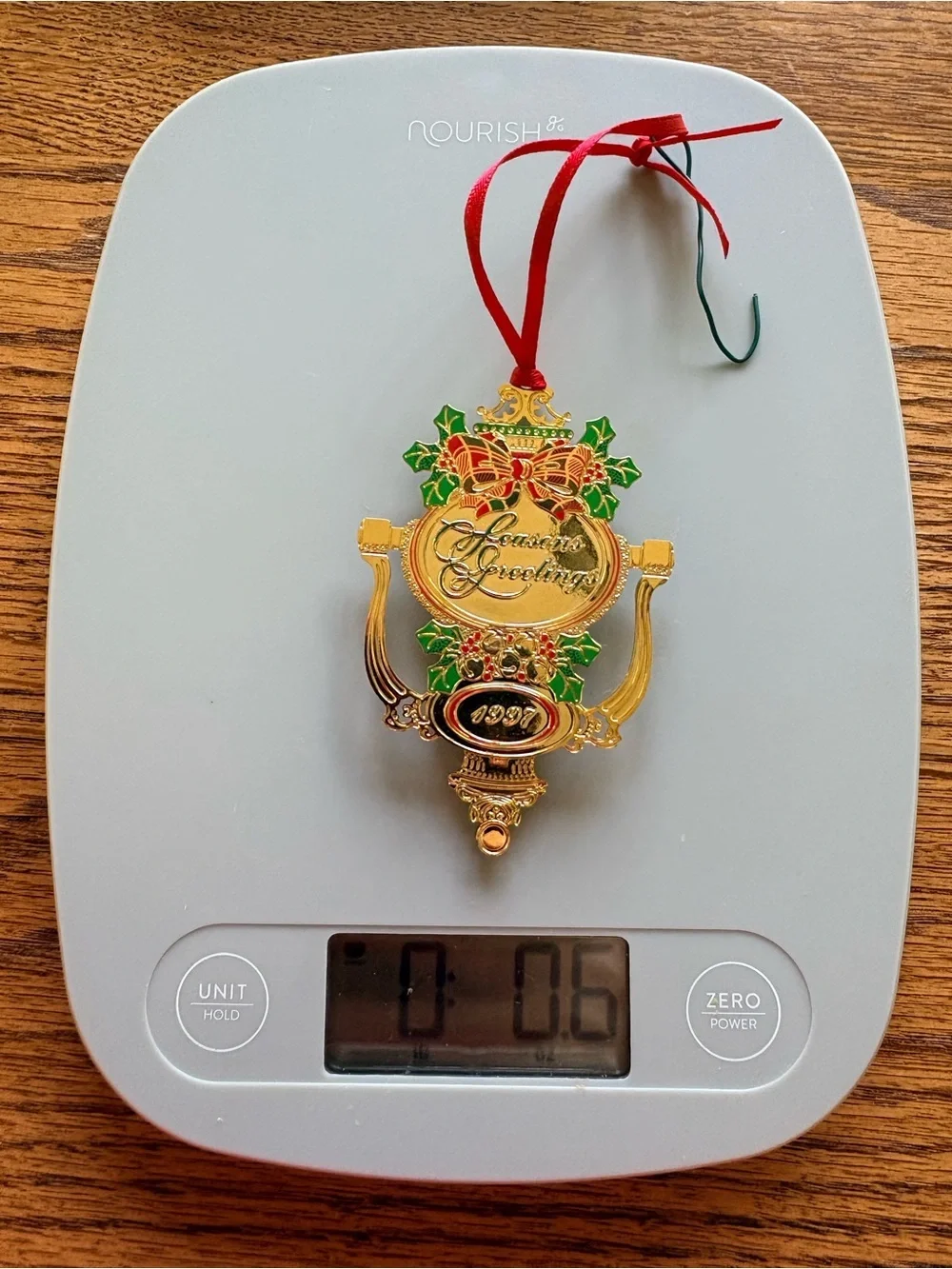 1997 Brass Door Knocker Seasons Greetings Baldwin Christmas ornament